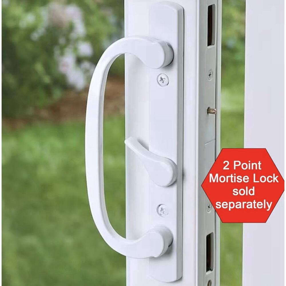 Keyed Sliding Patio Door Handle Set White Truth Legacy 2265 3-15/16” Hole Space - Picture 6 of 7